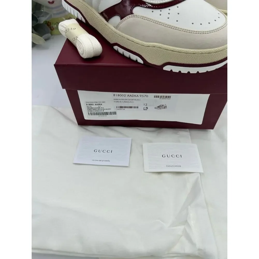 Men's Gucci re web leather sneakers size 12 fits 12.5 US made in Italy
